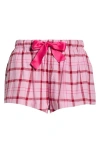 Florence By Mills Plaid Flannel Pajama Shorts In Pink