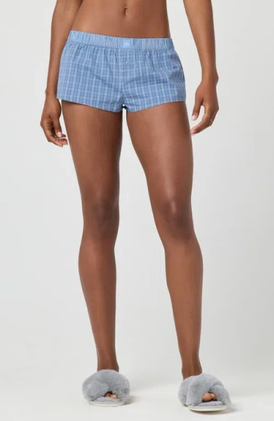 Florence By Mills Plaid Micro Shorts In Blue