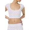 Florence By Mills Pointelle Cotton Blend Crop Sweater In White