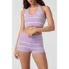 Florence By Mills Pointelle Halter Crop Top In Purple
