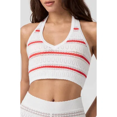 Florence By Mills Pointelle Halter Crop Top In White