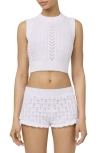 Florence By Mills Pointelle Knit Crop Tank In Brt White
