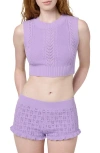 Florence By Mills Pointelle Knit Crop Tank In Millie Lavender