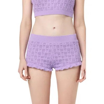 Florence By Mills Pointelle Knit Shorts In Purple