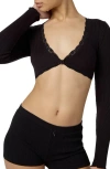 Florence By Mills Pointelle Lace Crop Top In Black