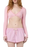 Florence By Mills Pointelle Lace Crop Top In Candy Pink