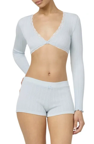 Florence By Mills Pointelle Lace Crop Top In Delicate Blue