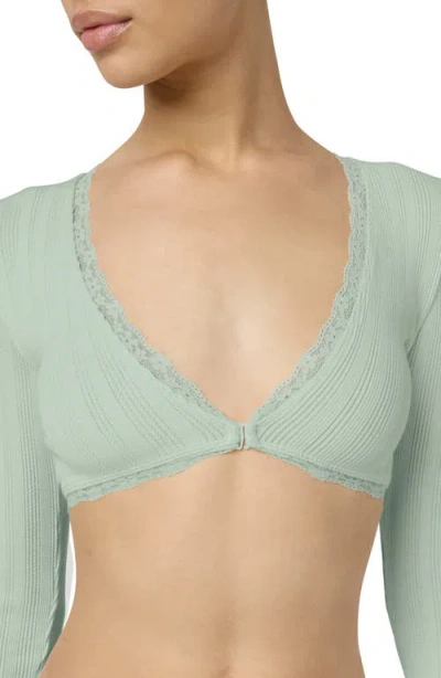 Florence By Mills Pointelle Lace Crop Top In Iceberg Green
