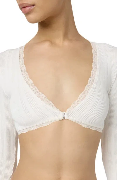 Florence By Mills Pointelle Lace Crop Top In Jet Stream