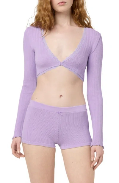 Florence By Mills Pointelle Lace Crop Top In Millie Lavender