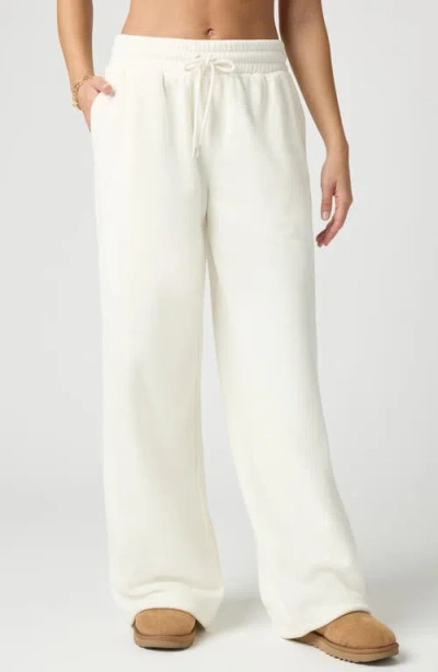 Florence By Mills Polar Fleece Wide Leg Sweatpants In White