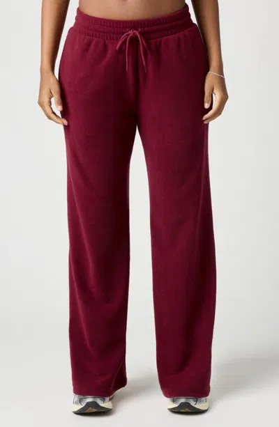 Florence By Mills Polar Fleece Wide Leg Sweatpants In Burgundy