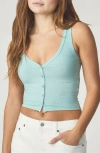 Florence By Mills Rib Button-up Tank Top In Blue