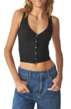 Florence By Mills Rib Button-up Tank Top In Black