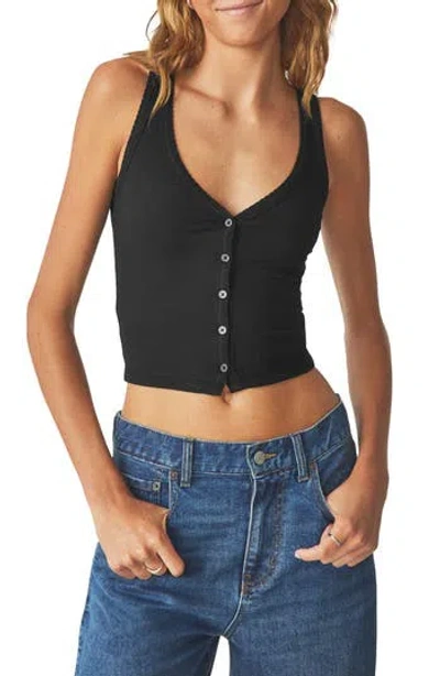 Florence By Mills Rib Button-up Tank Top In Black
