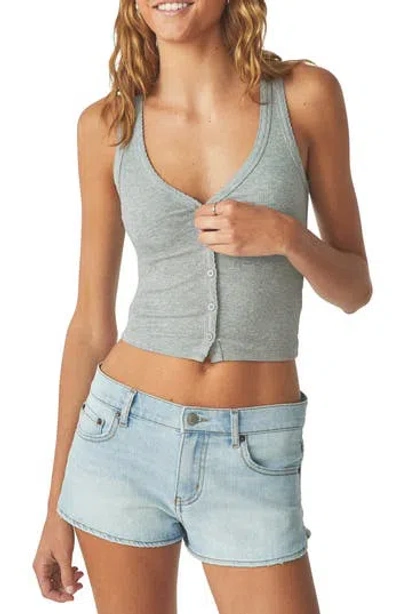 Florence By Mills Rib Button-up Tank Top In Gray