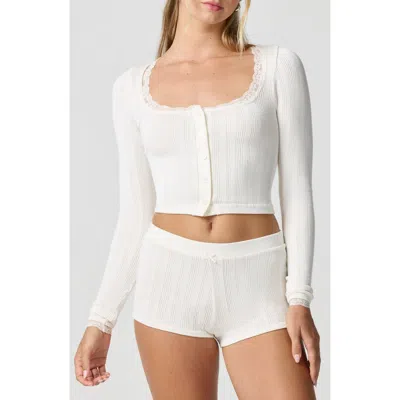 Florence By Mills Rib Crop Cardigan In White