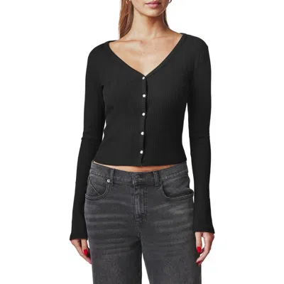 Florence By Mills Ribbed Henley Cardigan In Black
