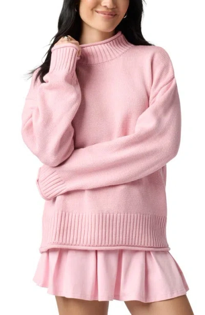 Florence By Mills Roll With It Mock Neck Sweater In Pink