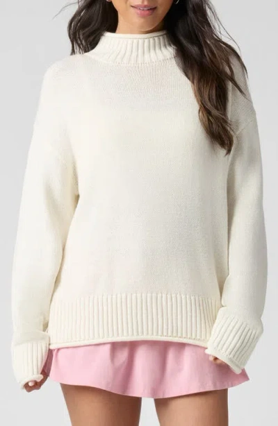 Florence By Mills Roll With It Mock Neck Sweater In White