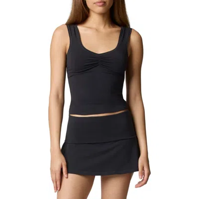 Florence By Mills Ruched Bust Cotton Blend Tank In Black