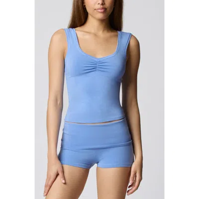 Florence By Mills Ruched Bust Cotton Blend Tank In Blue