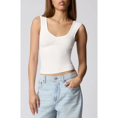Florence By Mills Ruched Bust Cotton Blend Tank In White