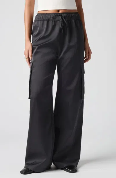 Florence By Mills Satin Cargo Pants In Black