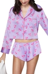 Florence By Mills Satin Shorts In Millie Lavender Bows