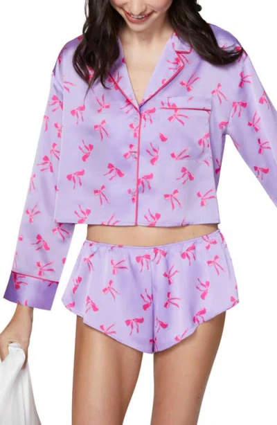 Florence By Mills Satin Shorts In Millie Lavender Bows