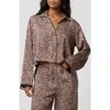 Florence By Mills Satin Sleep Crop Pajama Top In Animal Print