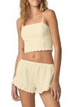 Florence By Mills Scallop Crop Camisole In Brown