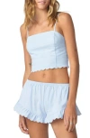 Florence By Mills Scallop Crop Camisole In Blue