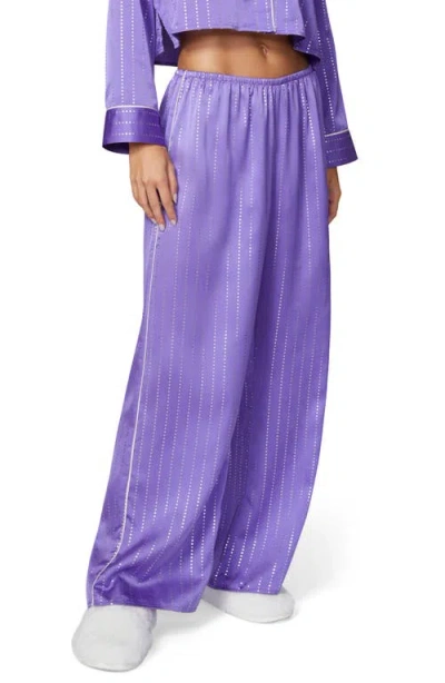 Florence By Mills Shine Satin Pants In Dahlia Purple Foil