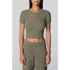 Florence By Mills Short Sleeve Crop Sweater In Green