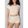 Florence By Mills Short Sleeve Crop Sweater In Neutral