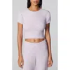 Florence By Mills Short Sleeve Crop Sweater In Purple