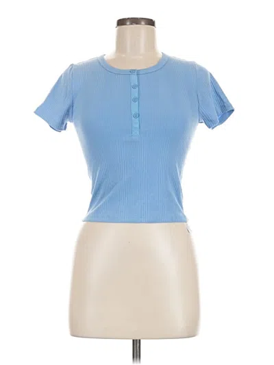 Florence By Mills Short Sleeve Top Blue Keyhole Neckline Tops