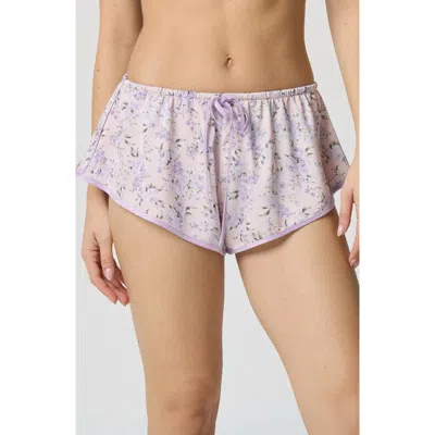 Florence By Mills Silky Satin Sleep Shorts In Purple