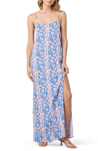 Florence By Mills Slit Maxi Slipdress In Fan Flo Royal