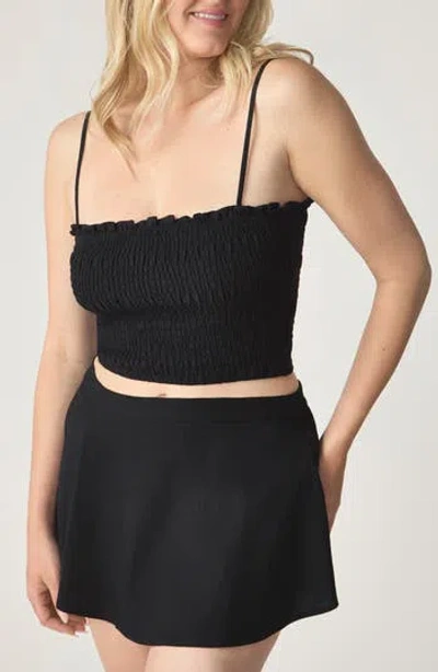Florence By Mills Smocked Crop Camisole In Black
