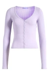 Florence By Mills Snap Baby Rib Cardigan In Soft Millie Lavender