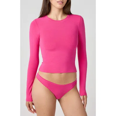 Florence By Mills Softie Cotton Blend Long Sleeve Top In Pink