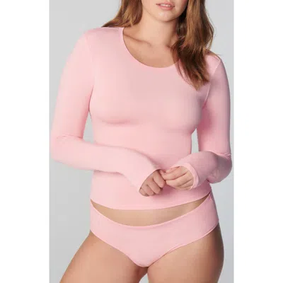 Florence By Mills Softie Cotton Blend Long Sleeve Top In Pink