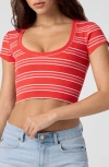 Florence By Mills Softie Rib Short Sleeve Crop Top In Brown