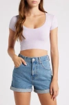 Florence By Mills Softie Rib Short Sleeve Crop Top In Soft Millie Lavender