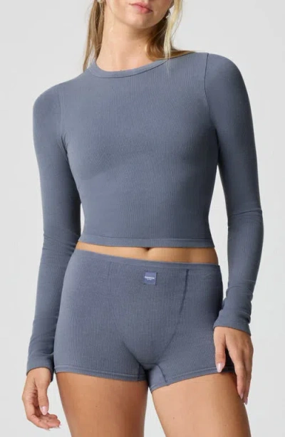 Florence By Mills Softie Seamless Long Sleeve Crop T-shirt In Gray