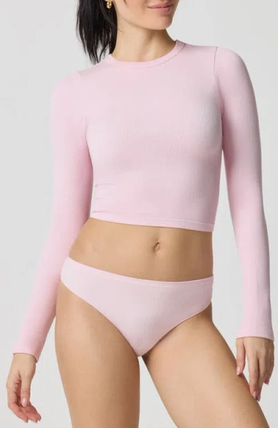 Florence By Mills Softie Seamless Long Sleeve Crop T-shirt In Pink