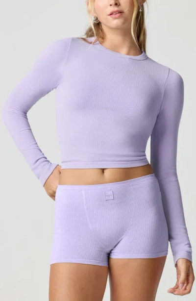 Florence By Mills Softie Seamless Long Sleeve Crop T-shirt In Purple