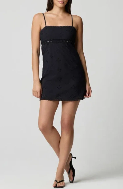 Florence By Mills Square Neck Cotton Eyelet Minidress In Black